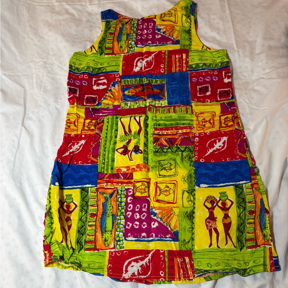 Colorful Patchwork Patterned Sun Dress Small - Picture 7 of 9
